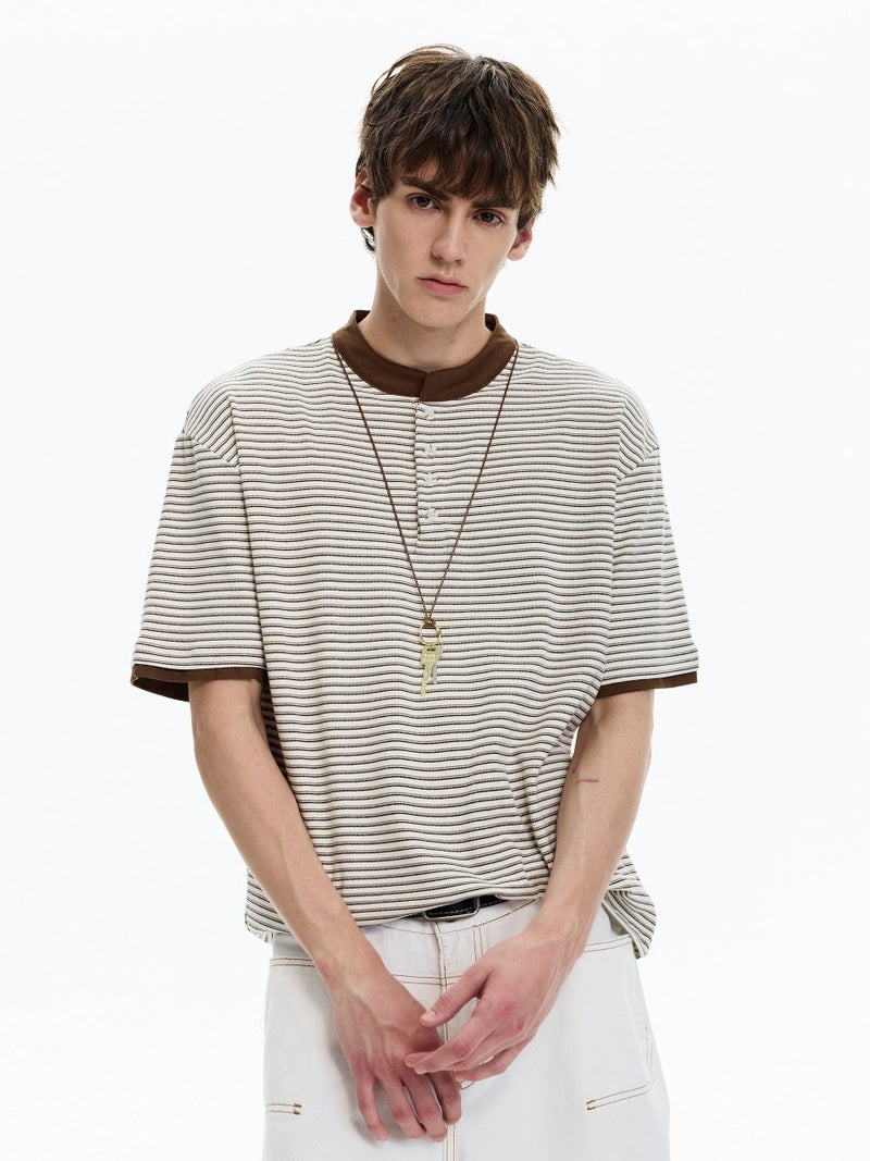 レイヤード風ヘンリーネックTシャツ OR5150 – 韓国メンズファッション