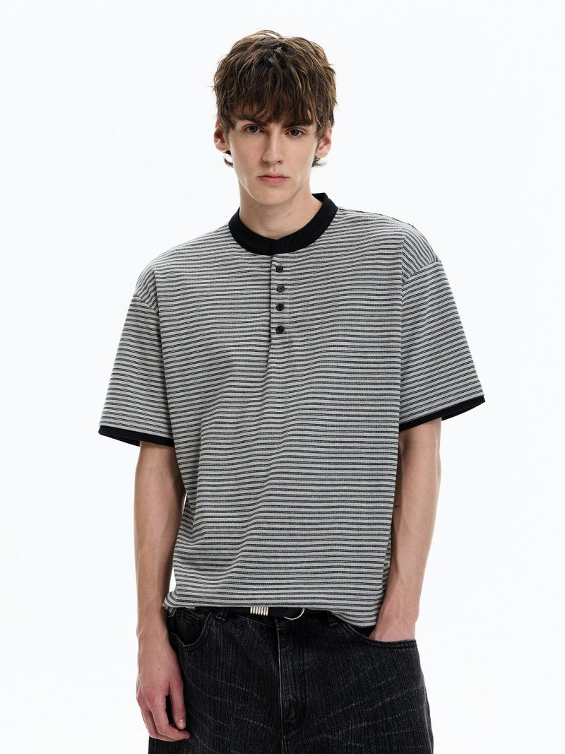 openyy フラワーヘンリーネックT レイヤード風ヘンリーネックTシャツ OR5150 – 韓国メンズファッション