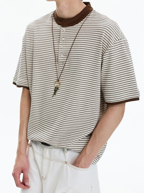 レイヤード風ヘンリーネックTシャツ　OR5150
