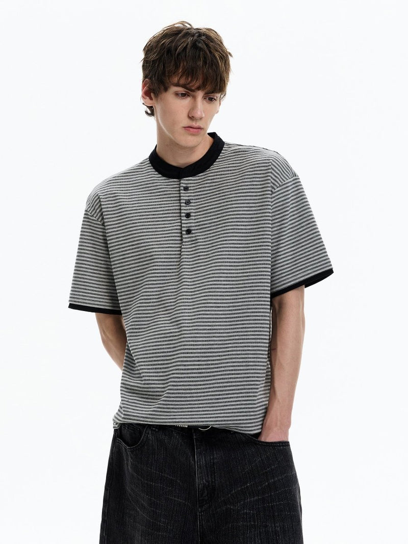 レイヤード風ヘンリーネックTシャツ OR5150 – 韓国メンズファッション