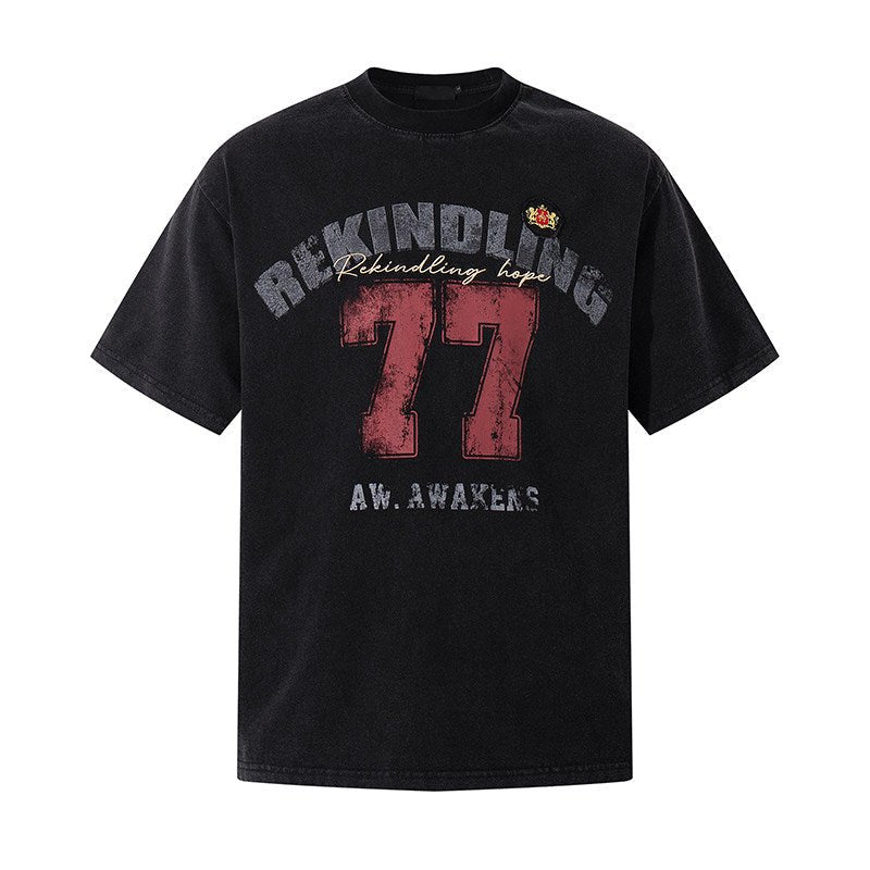 コットン ナンバリング グラフィックTシャツ OR5158 – 韓国メンズ
