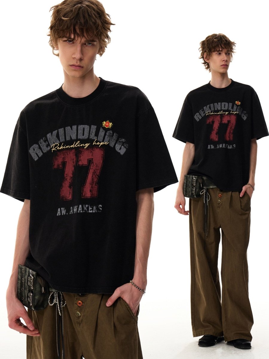 コットン ナンバリング グラフィックTシャツ OR5158 – 韓国メンズ