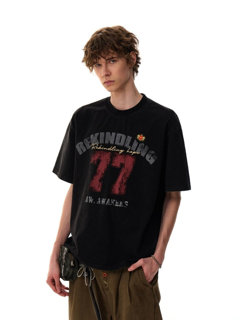 コットン ナンバリング グラフィックTシャツ OR5158 – 韓国メンズ
