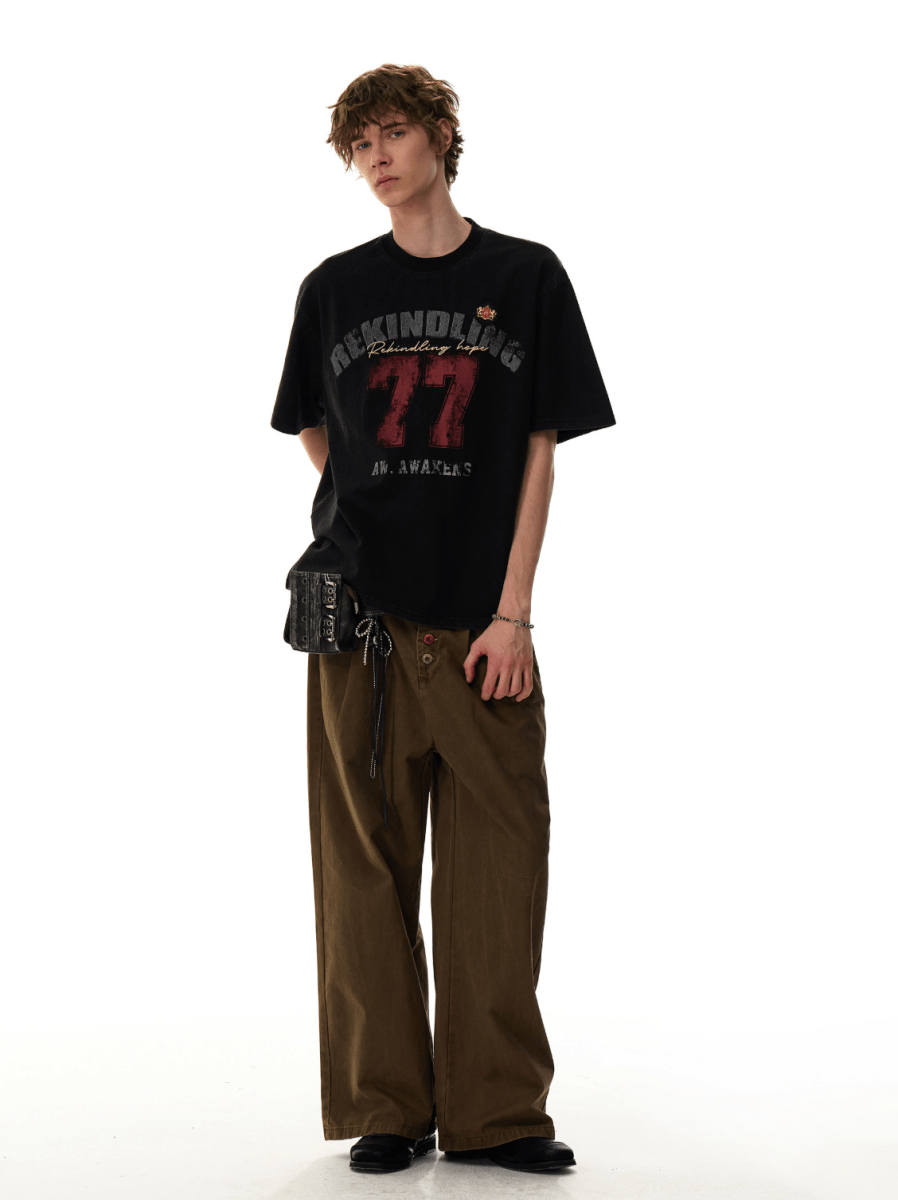 コットン ナンバリング グラフィックTシャツ OR5158 – 韓国メンズ
