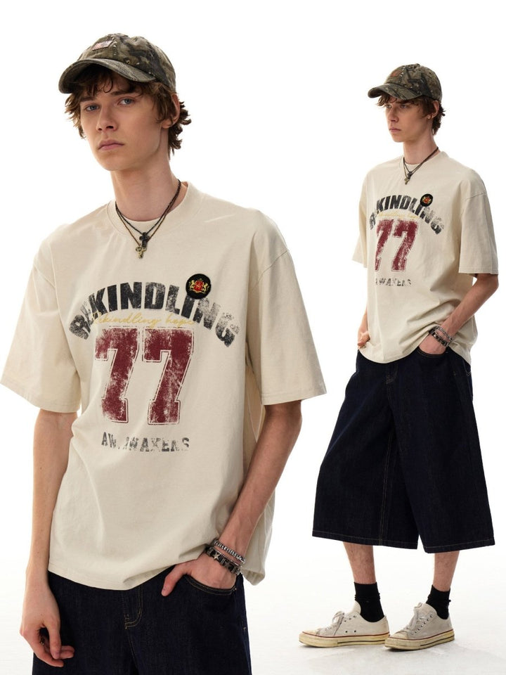 コットン ナンバリング グラフィックTシャツ OR5158 – 韓国メンズ