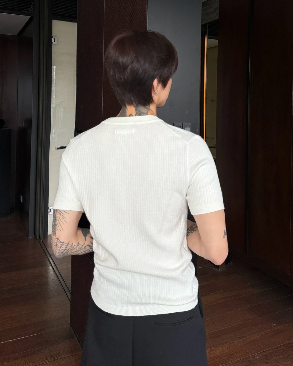 リブニット ハーフジップ フィットニットTシャツ OR5235 – 韓国メンズ