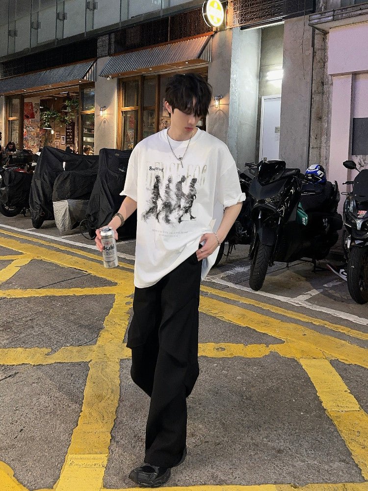 ピュアコットン ダークアート グラフィック ルーズTシャツ OR5262