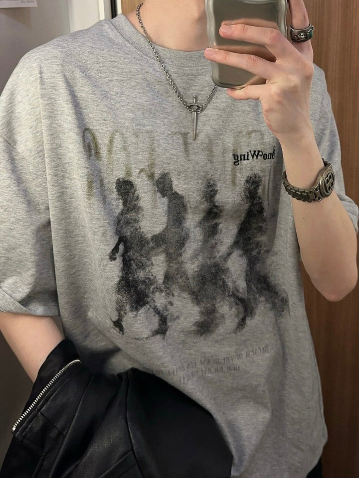 ピュアコットン ダークアート グラフィック ルーズTシャツ OR5262