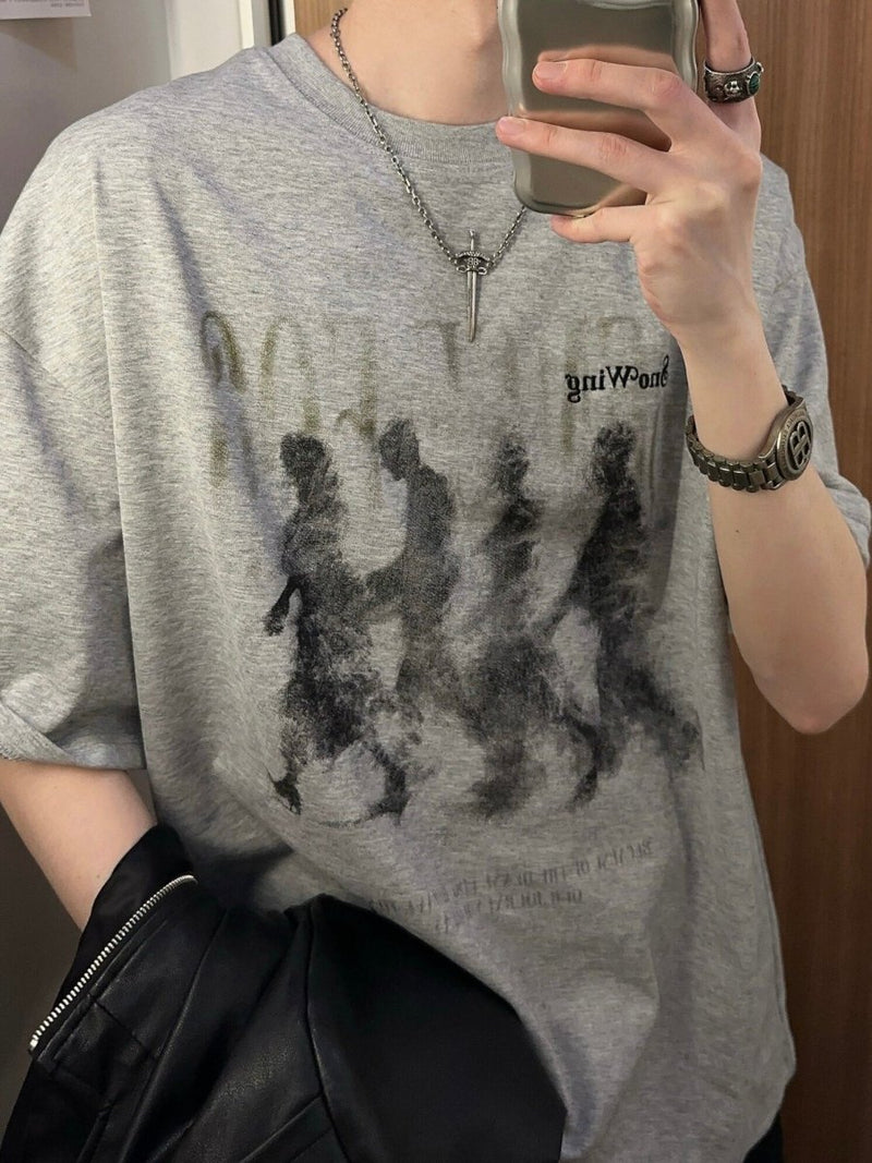 ピュアコットン ダークアート グラフィック ルーズTシャツ OR5262