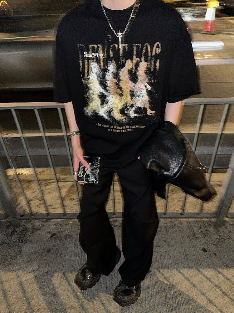 ピュアコットン ダークアート グラフィック ルーズTシャツ OR5262