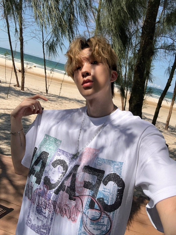マルチカラーグラフィック・オーバーサイズTシャツ OR5368