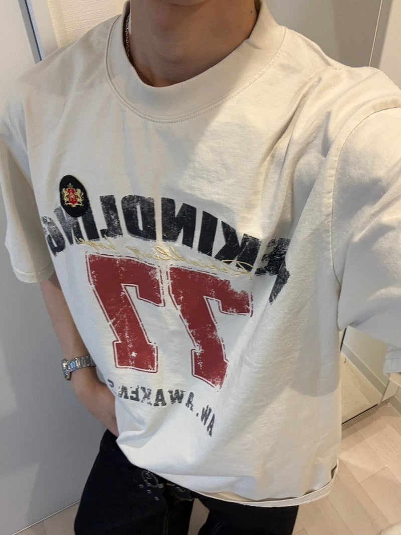 ヴィンテージナンバリングプリントオーバーサイズTシャツ ORS-027