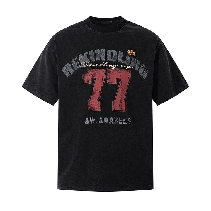 ヴィンテージナンバリングプリントオーバーサイズTシャツ ORS-027