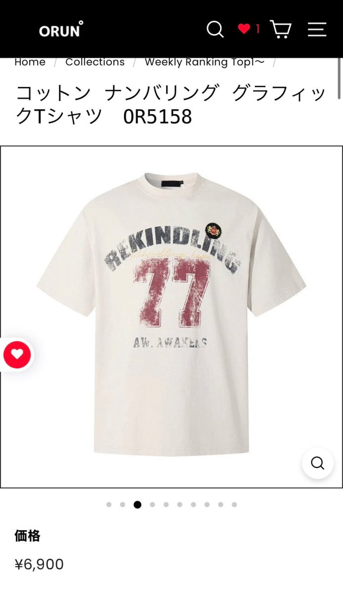 ヴィンテージナンバリングプリントオーバーサイズTシャツ ORS-027