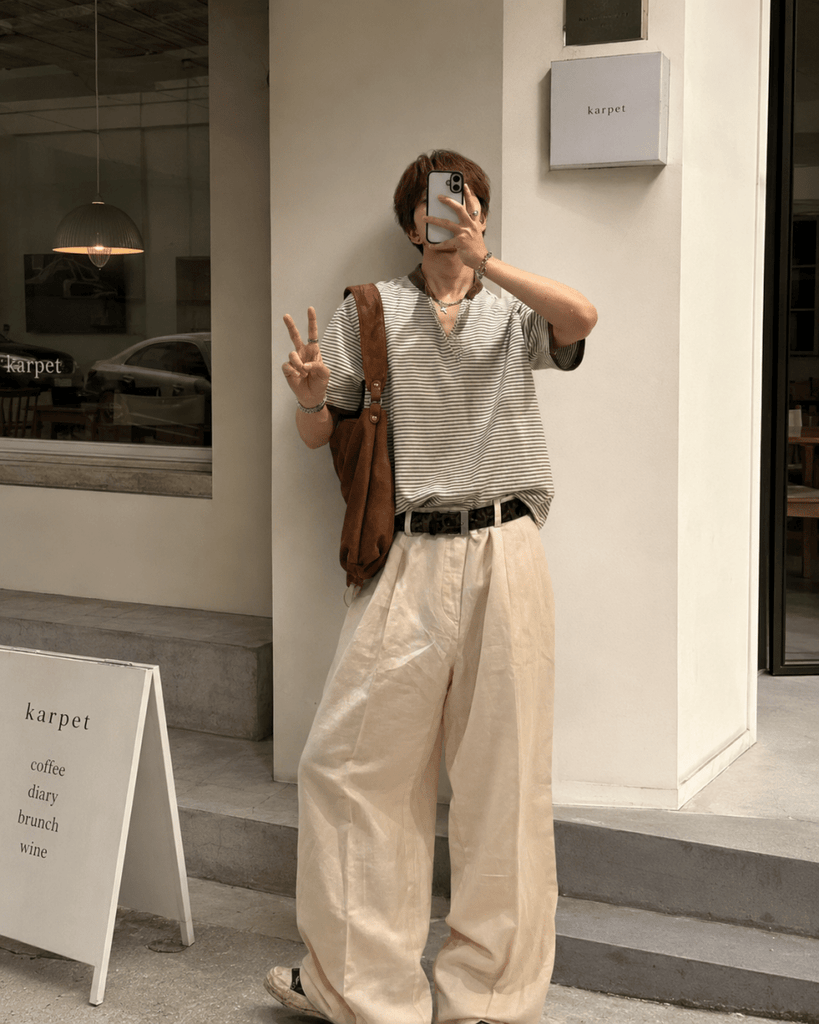 レイヤード風ヘンリーネックTシャツ ORS-032 – 韓国メンズファッション
