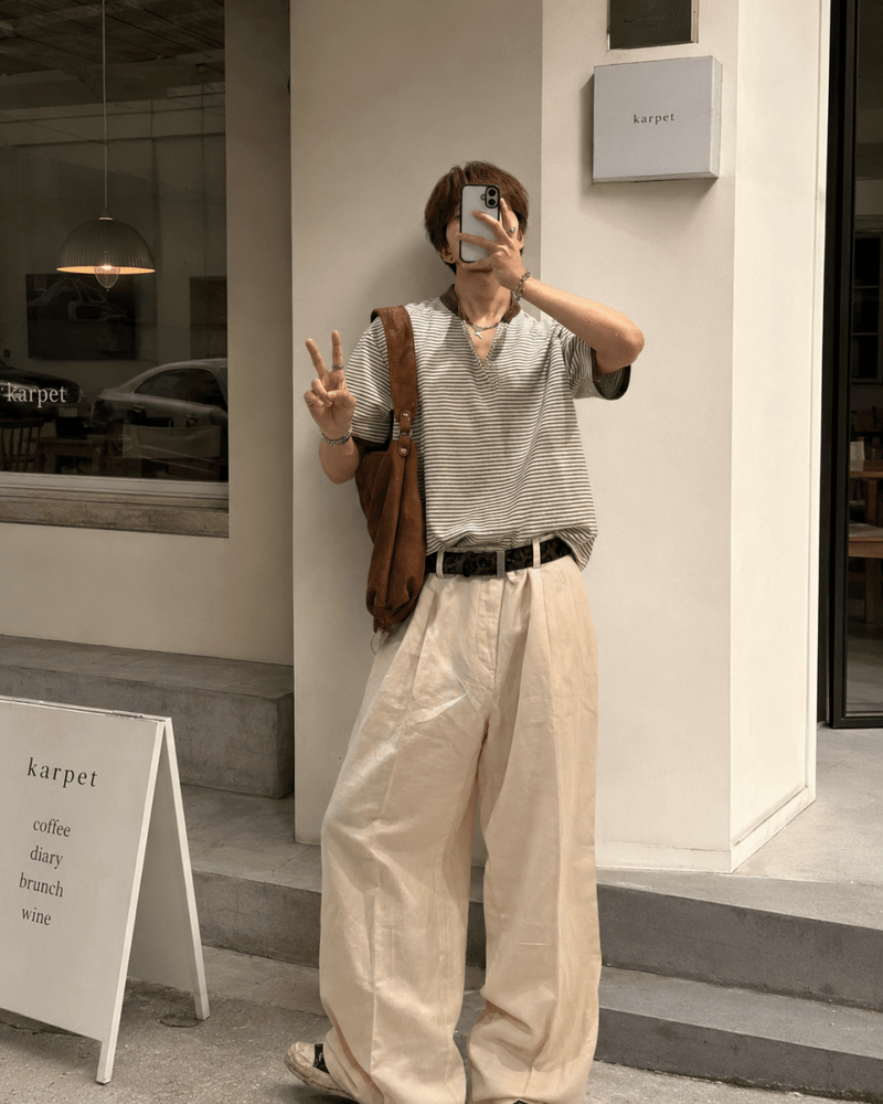 レイヤード風ヘンリーネックTシャツ ORS-032 – 韓国メンズファッション