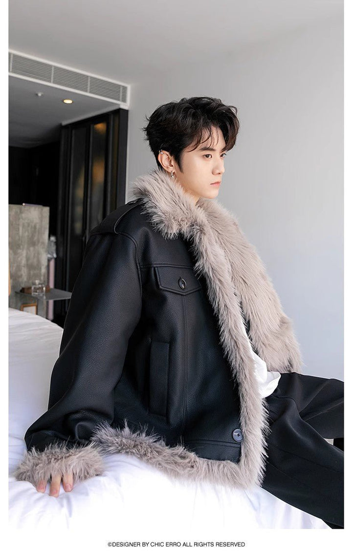 Thick fur collar jacket OR3742 – 韓国メンズファッション通販 - ORUN -