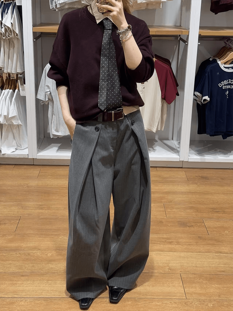 ピンストライプ Aライン ワイドスラックス N6625 – 韓国メンズ