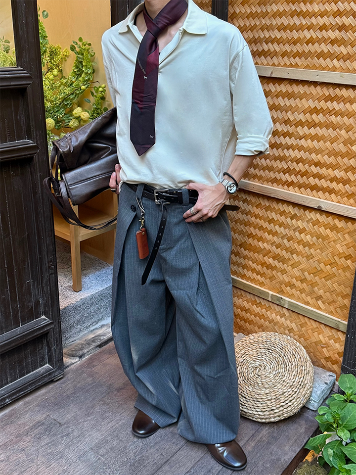 ピンストライプ Aライン ワイドスラックス N6625 – 韓国メンズ