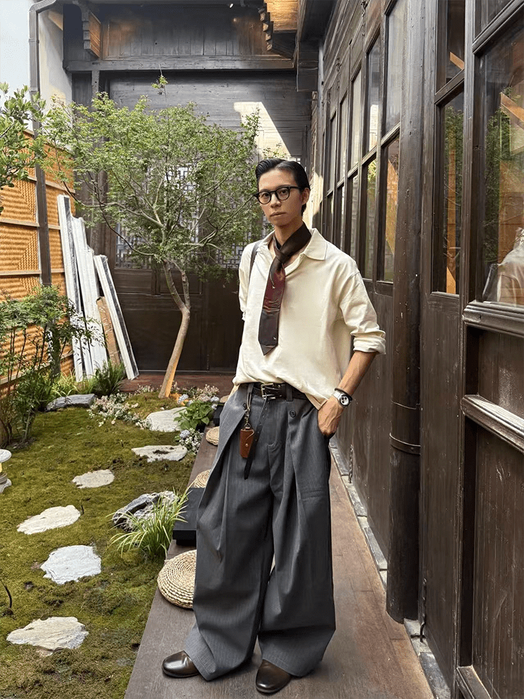 ピンストライプ Aライン ワイドスラックス N6625 – 韓国メンズ