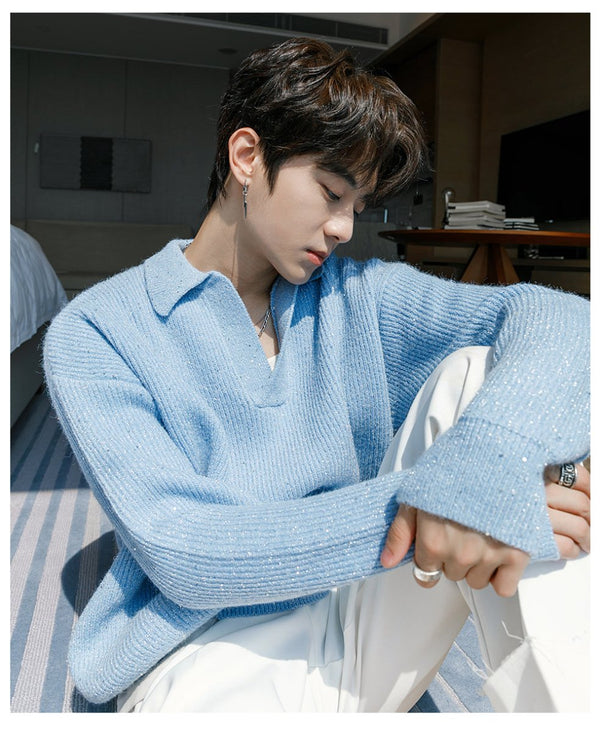 V-neck knit polo shirt OR3577