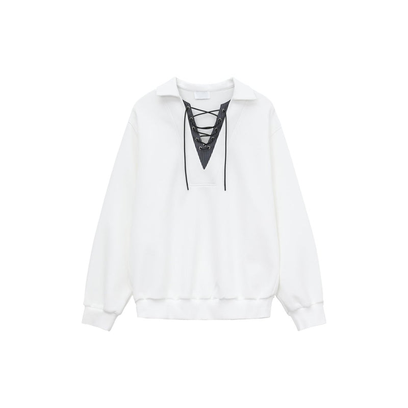 V - neck lace - up polo shirt OR4656 - 韓国メンズファッション通販 - ORUN - 