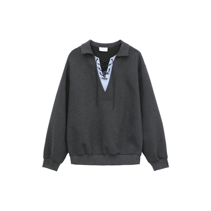 V - neck lace - up polo shirt OR4656 - 韓国メンズファッション通販 - ORUN - 