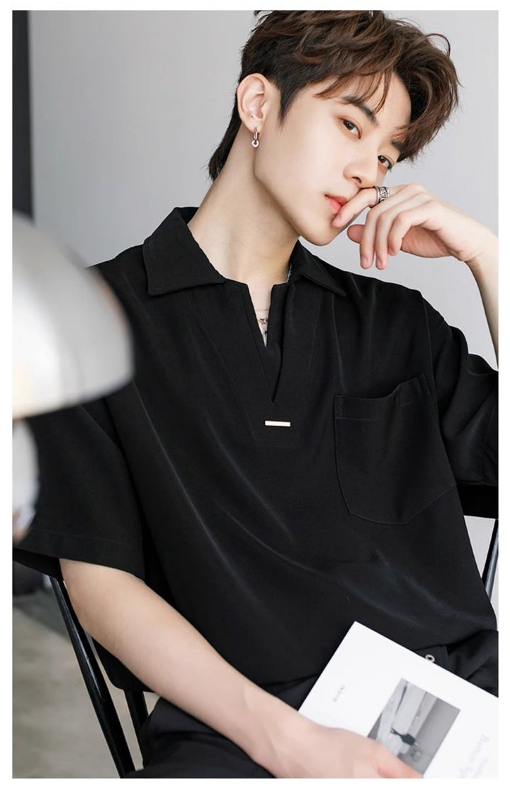 ORUN ポロシャツLサイズ2点 V neck polo shirt OR3087 – 韓国メンズファッション通販 - ORUN -