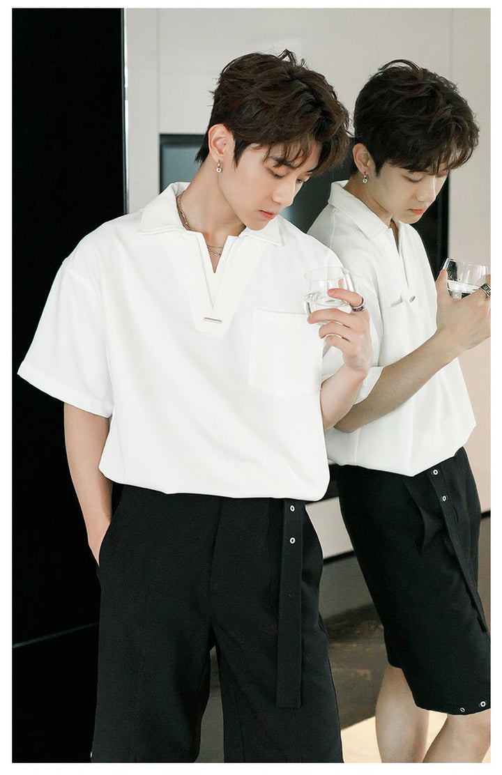 V neck polo shirt OR3087 – 韓国メンズファッション通販 - ORUN -
