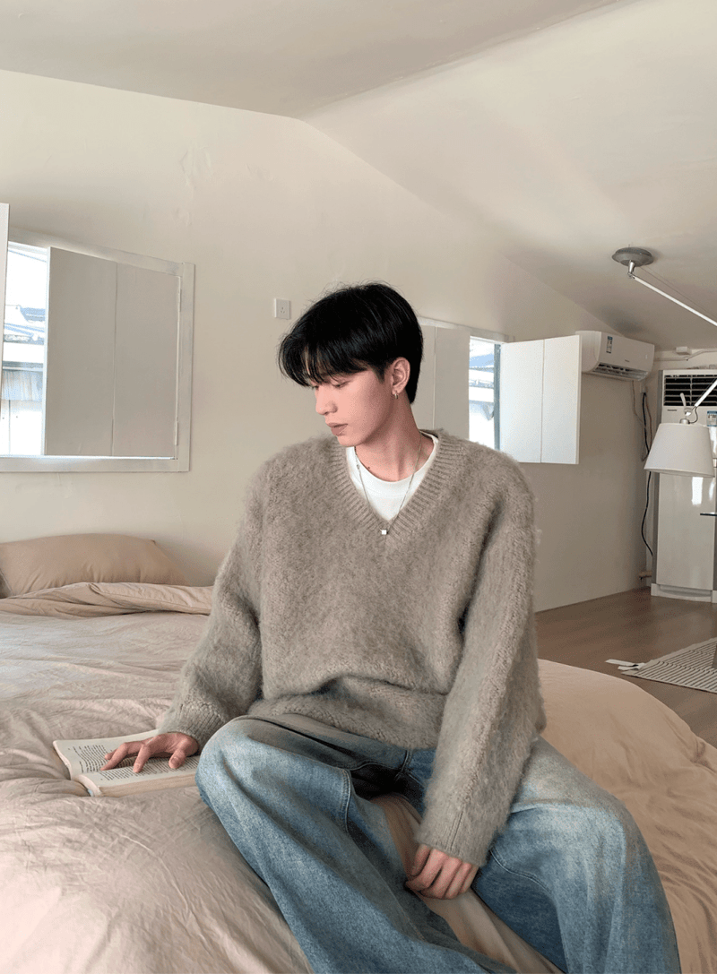 モヘアタッチVネックウールニット　OR4768 - 韓国メンズファッション通販 - ORUN - 