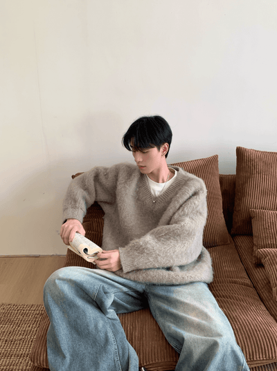 モヘアタッチVネックウールニット　OR4768 - 韓国メンズファッション通販 - ORUN - 