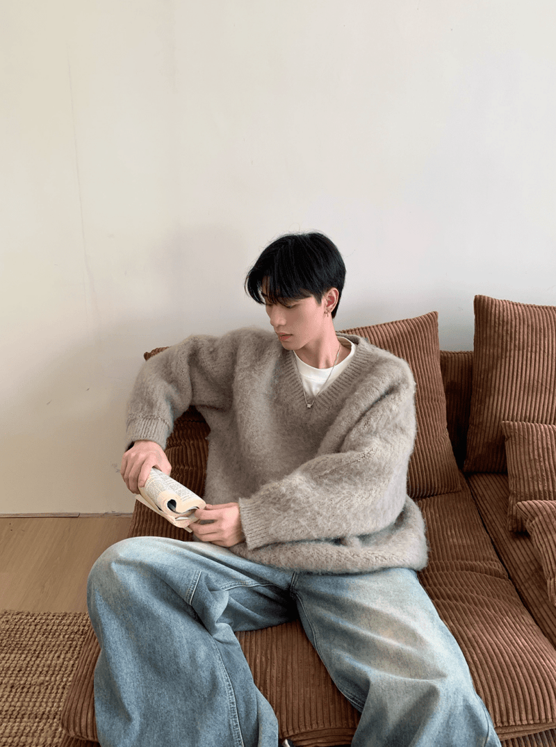 モヘアタッチVネックウールニット　OR4768 - 韓国メンズファッション通販 - ORUN - 