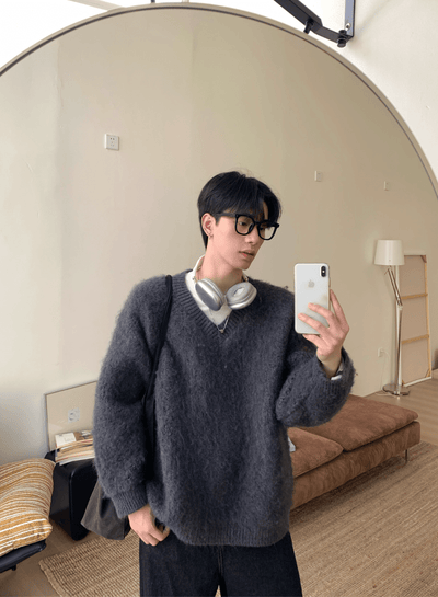 モヘアタッチVネックウールニット　OR4768 - 韓国メンズファッション通販 - ORUN - 