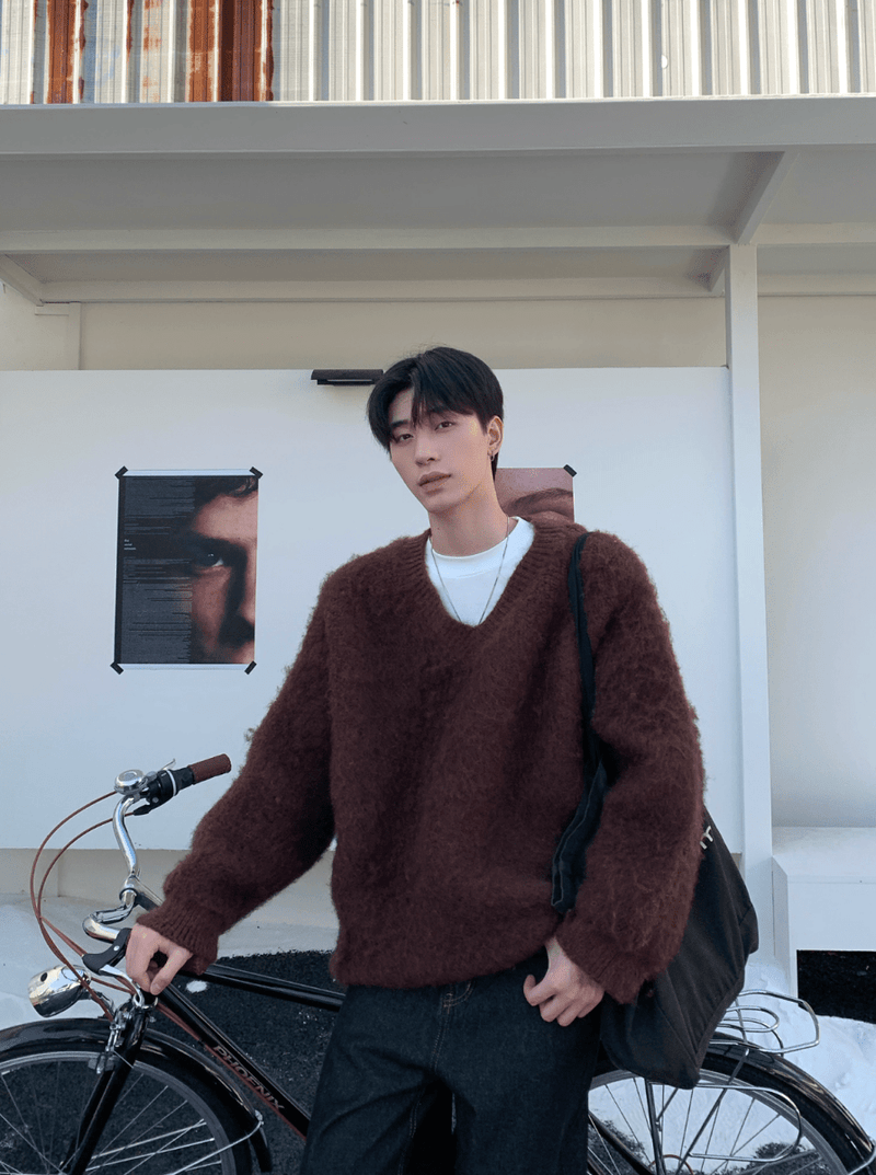 モヘアタッチVネックウールニット　OR4768 - 韓国メンズファッション通販 - ORUN - 