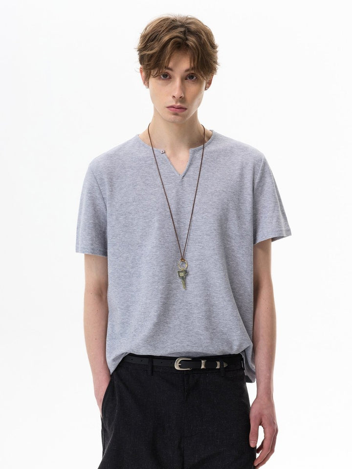 新品45R. 今期Vネック チビTシャツ 日本製 コットン100% スリットVネック・スクエアショルダー Tシャツ OR5323 – 韓国メンズ