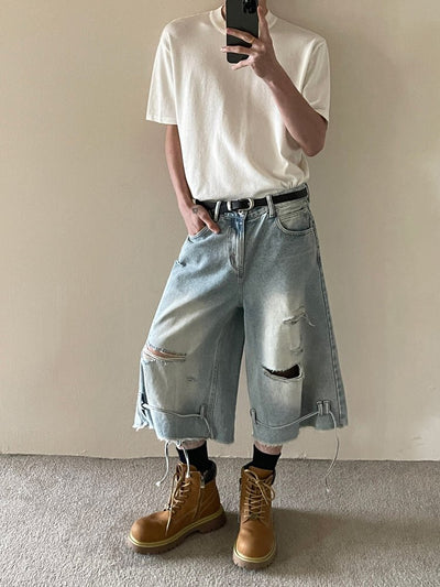 Washed half denim pants OR4262 - ORUN