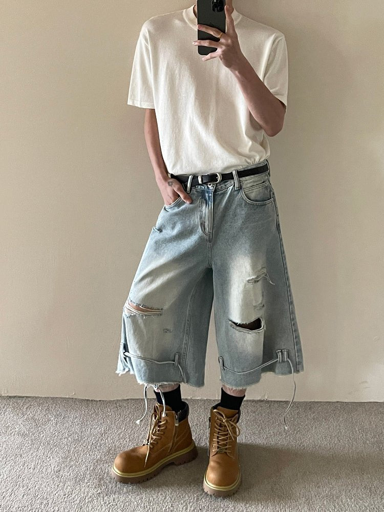 Washed half denim pants OR4262 - ORUN