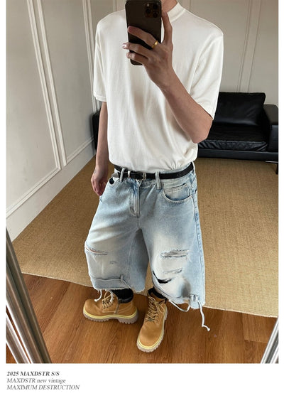 Washed half denim pants OR4262 - ORUN
