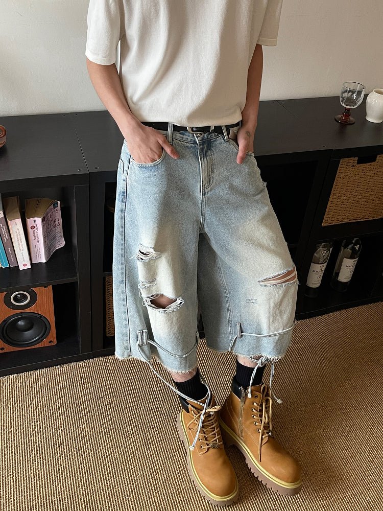 Washed half denim pants OR4262 - ORUN