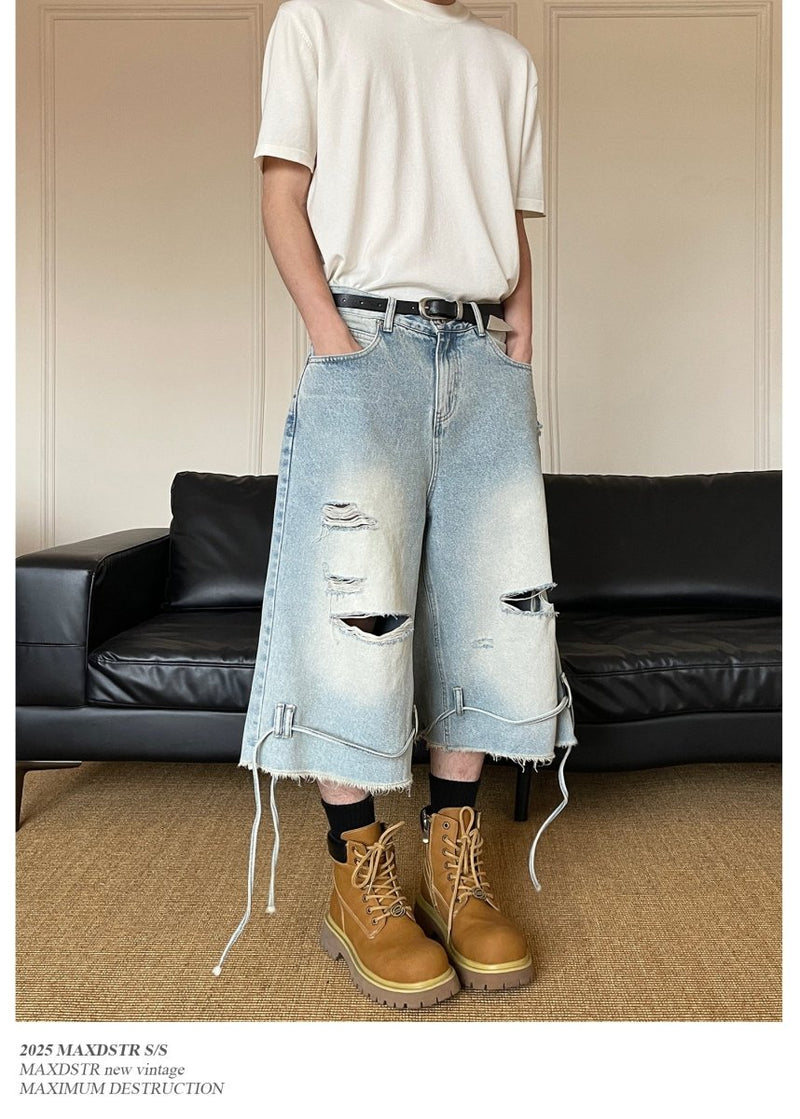 Washed half denim pants OR4262 - ORUN