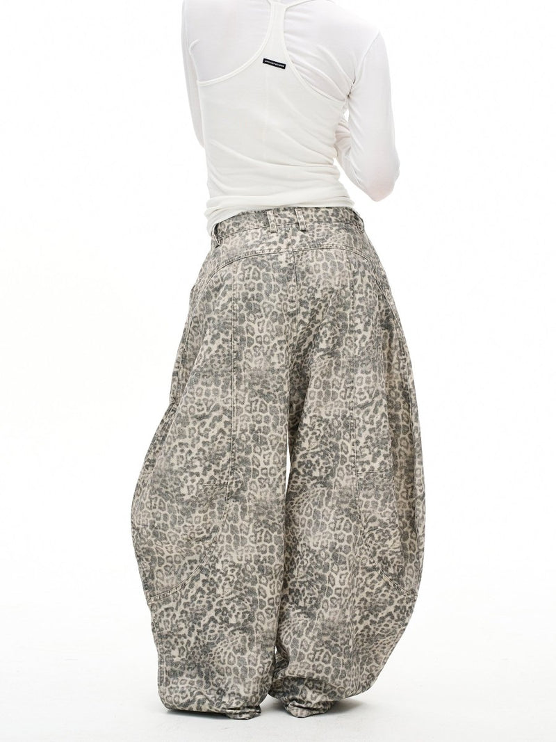 Washed Leopard Print Jeans OR4668 - 韓国メンズファッション通販 - ORUN - 