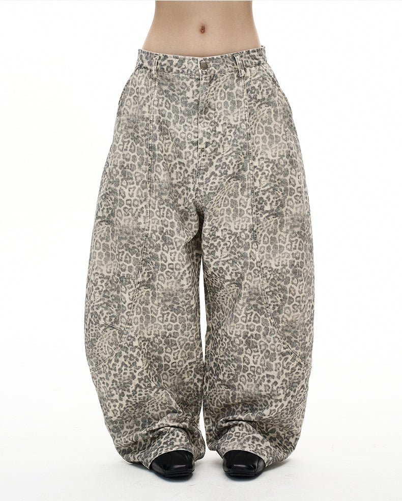Washed Leopard Print Jeans OR4668 - 韓国メンズファッション通販 - ORUN - 