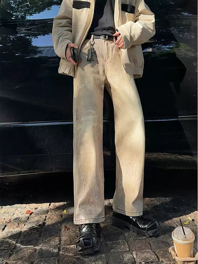 Washed straight denim pants OR3871 - ORUN