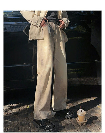 Washed straight denim pants OR3871 - ORUN