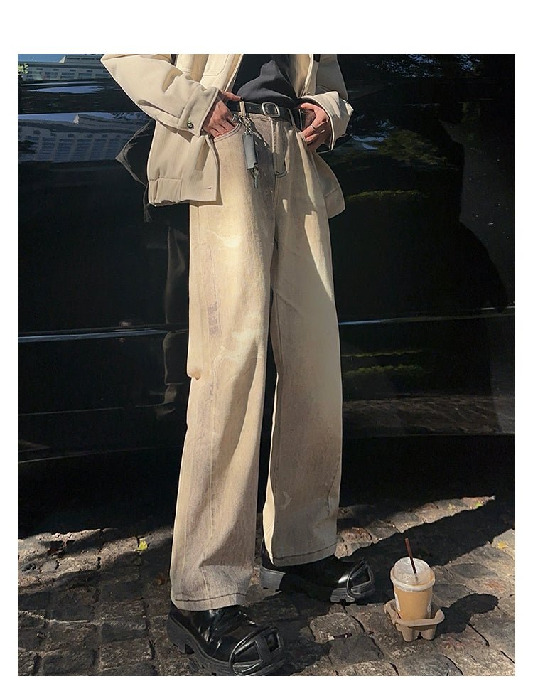 Washed straight denim pants OR3871 - ORUN