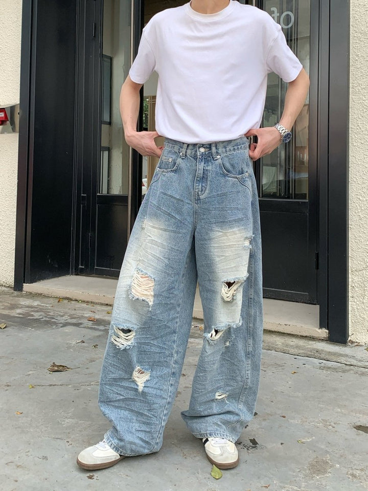 Washed wide denim pants OR4478 – 韓国メンズファッション通販