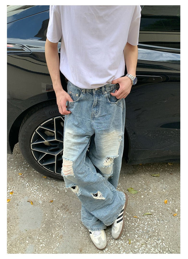 Washed wide denim pants OR4478 – 韓国メンズファッション通販