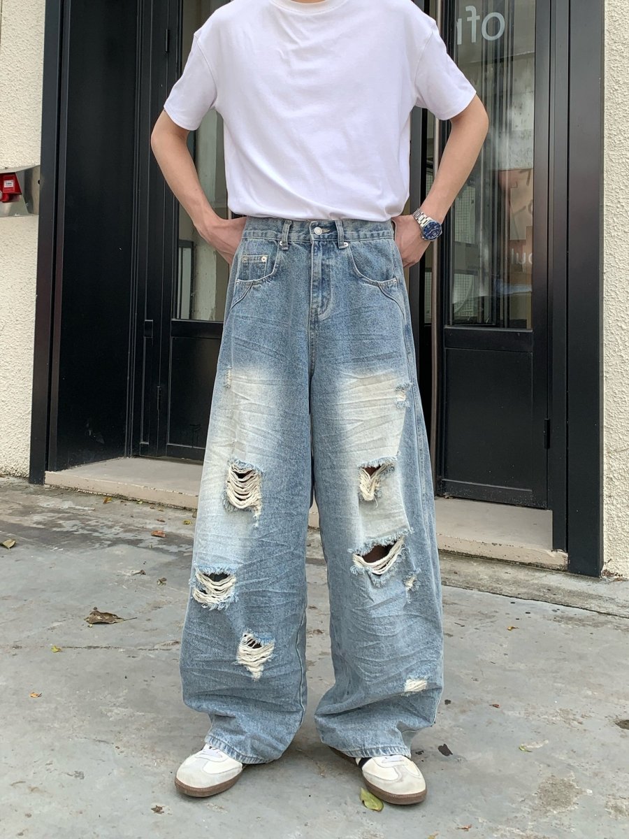 Washed wide denim pants OR4478 – 韓国メンズファッション通販
