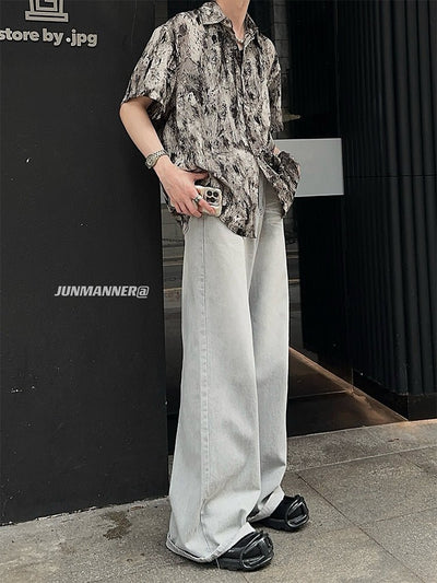 White gray wide denim pants OR3248 - ORUN