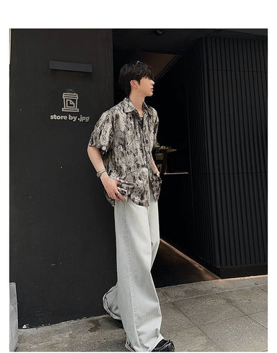 White gray wide denim pants OR3248 - ORUN